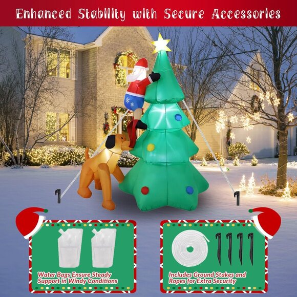 NEW 4FT Christmas Inflatable Santa Claus with Candy Cane, LED Lights - Picture 4 of 5